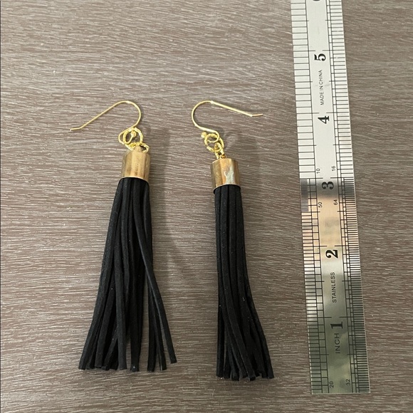 Artisan Jewelry - Artisan Black and Gold Tassel Earrings